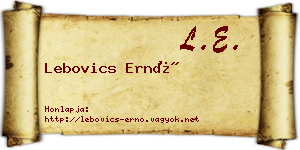 Lebovics Ernő névjegykártya